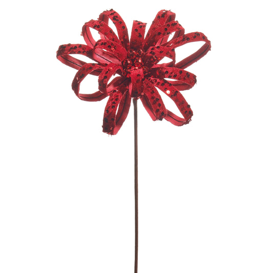 22" Red Glitter Bow Pick