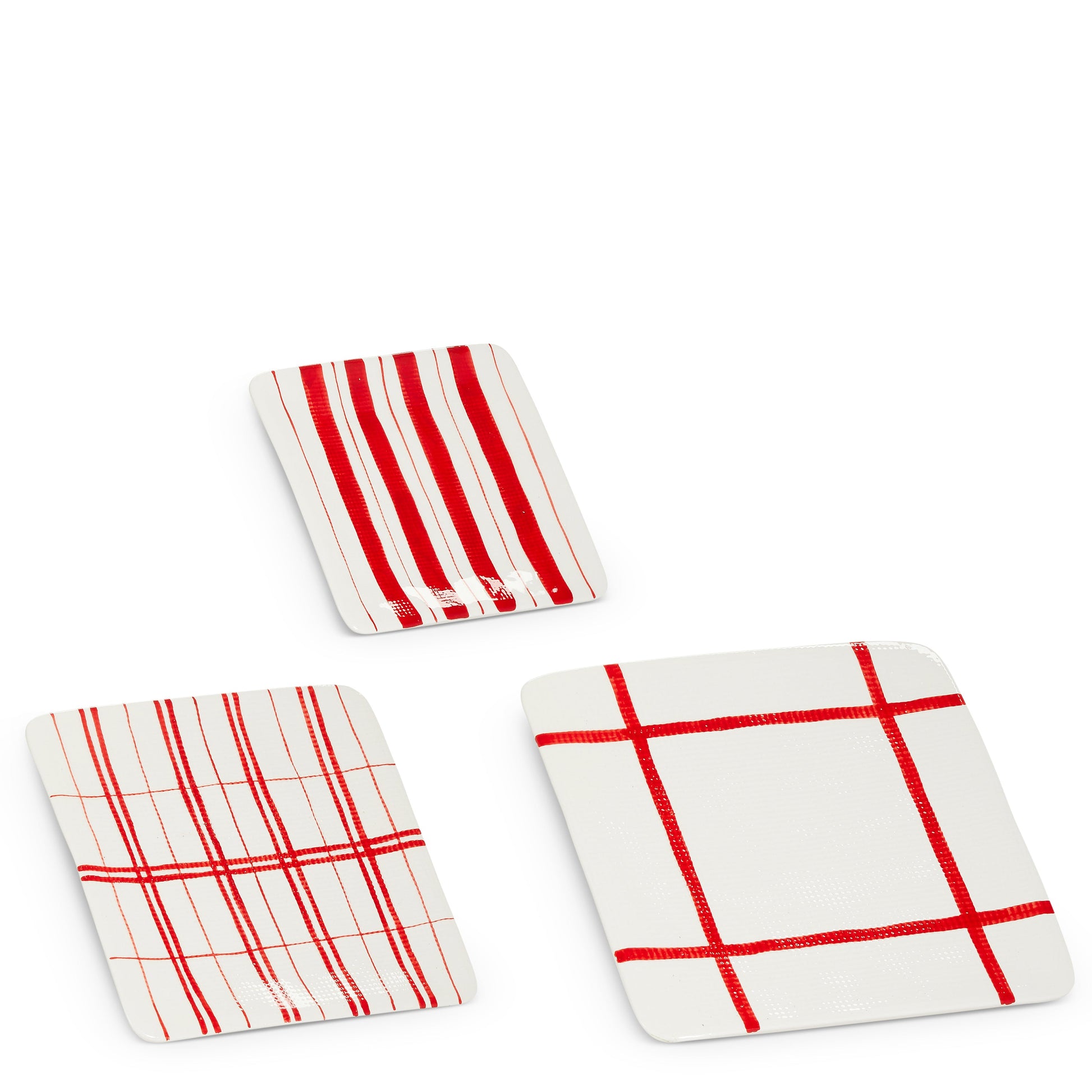 12" Red Plaid Plates