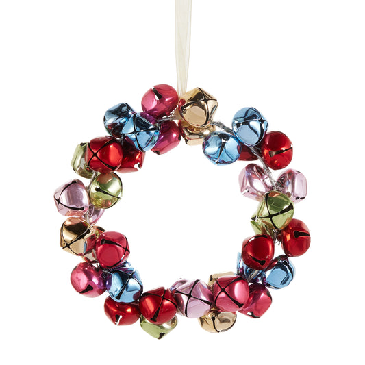 6" Multicolored Jingel Bell Wreath Ornament no pic