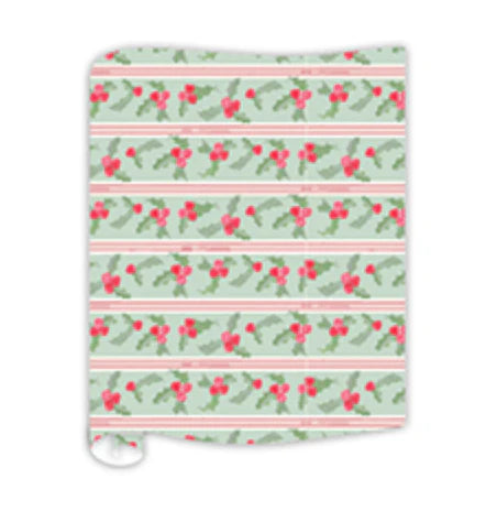 Table Runner-Holly with Berries Stripe