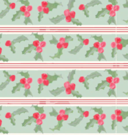 Table Runner-Holly with Berries Stripe