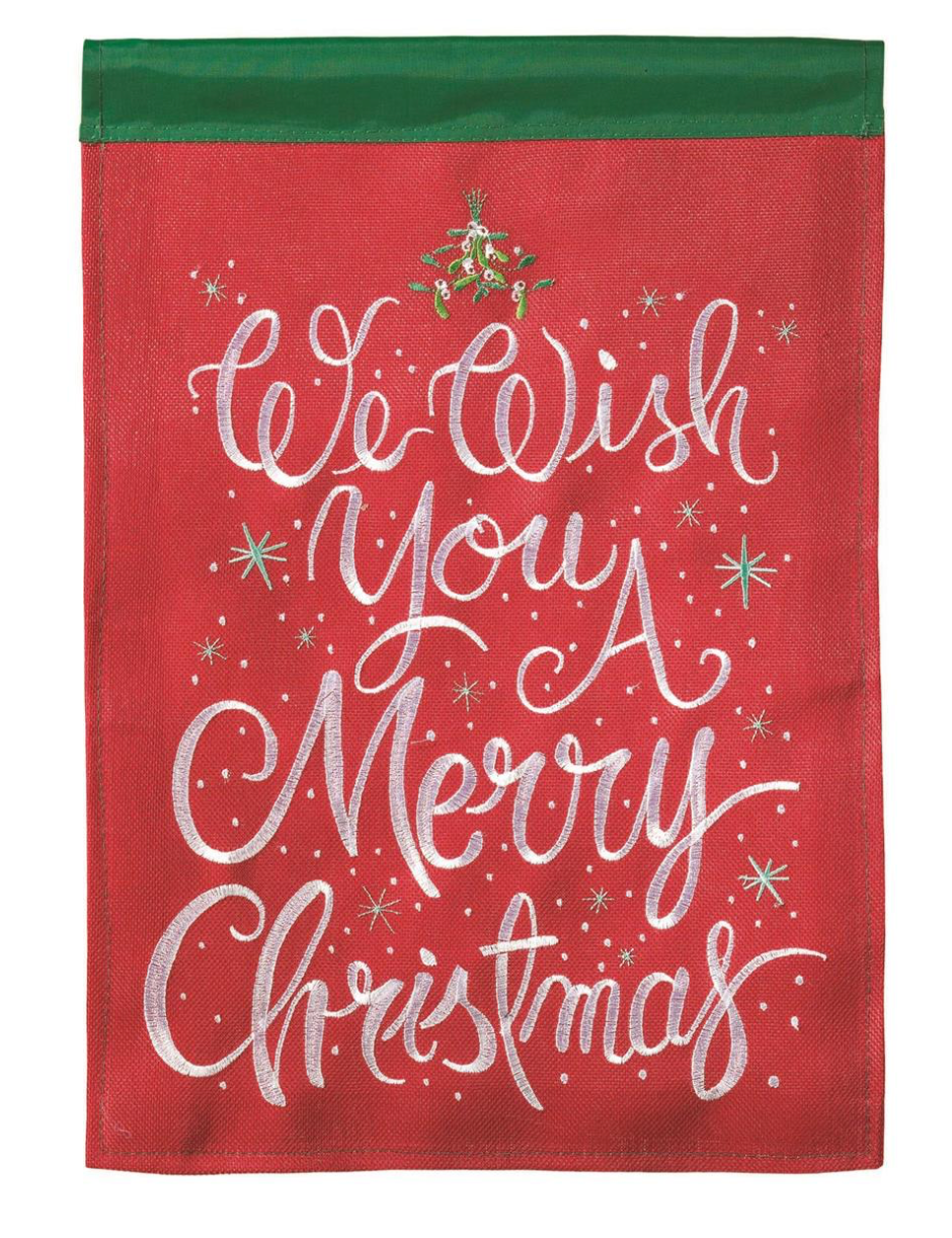 Flag We Wish You a Merry Burlap 13X18