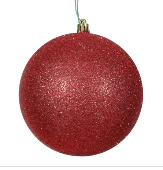 4" Red Glitter Ball Drilled EACH