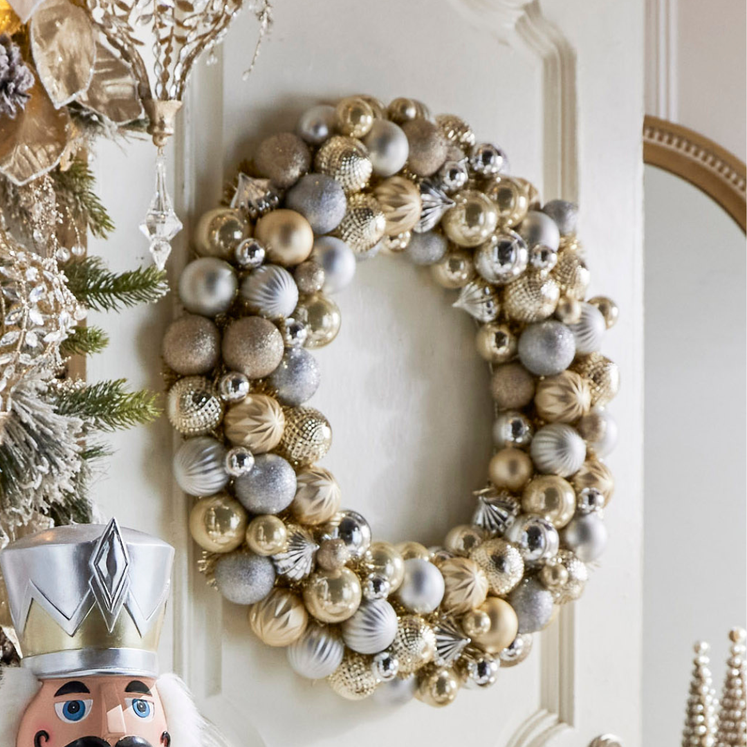 24" Champagne Ball Ornament Wreath