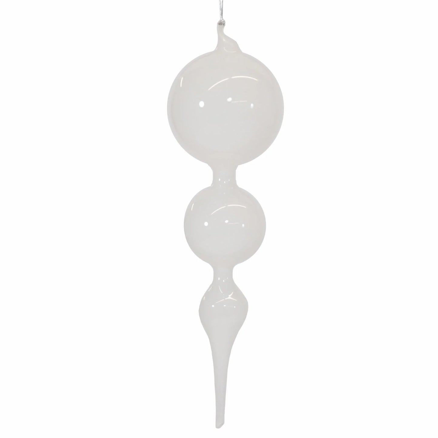 11'' Ornament Glass Bubblegum Finial White