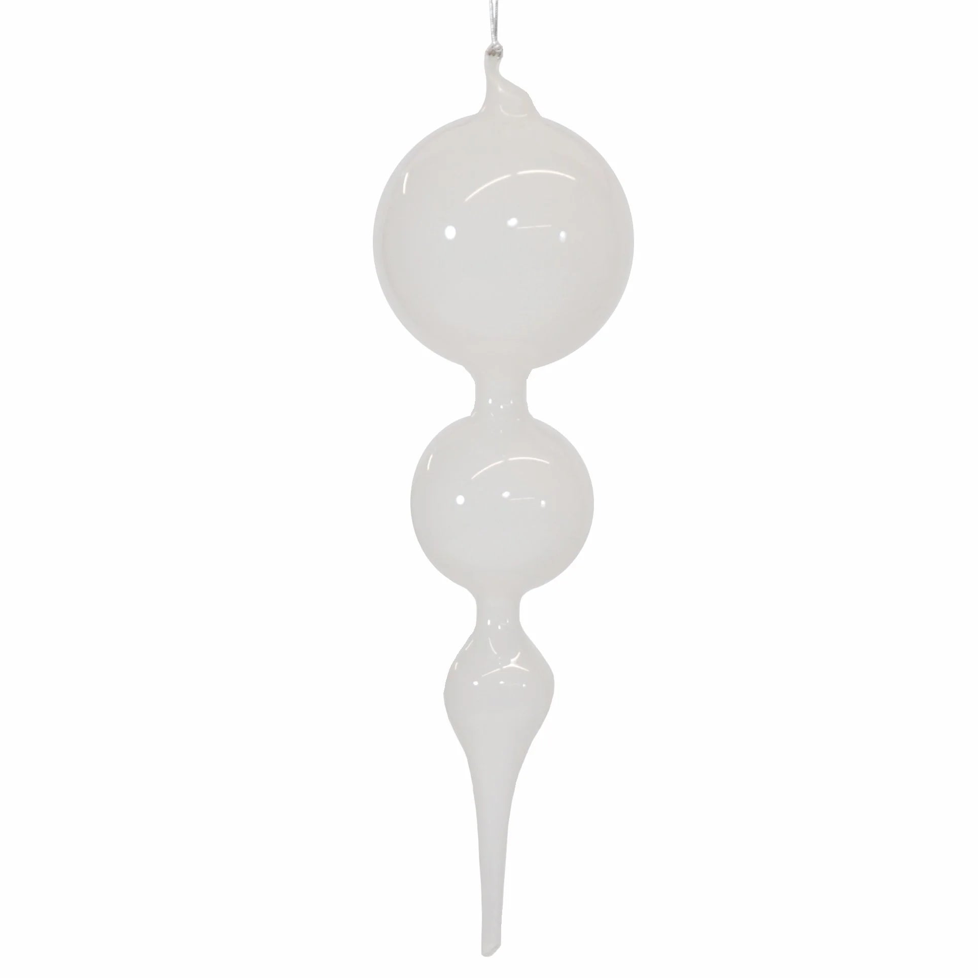 11'' Ornament Glass Bubblegum Finial White