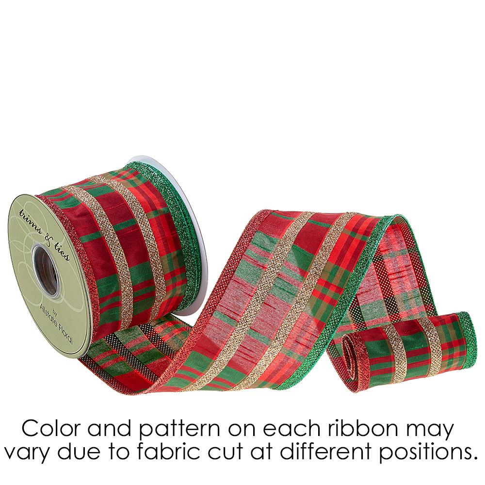 4 X 10Yd Plaid Ribbon RE/GR