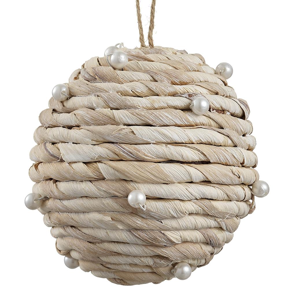 4" Pearl Corn Husk Ball Ornament