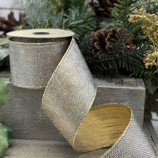 2.5" x 10yds Lame Micro Dot Ribbon – Gold/ Silver