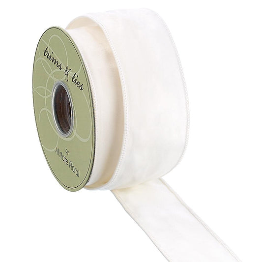 2.5" X 10yds Velvet Ribbon - White