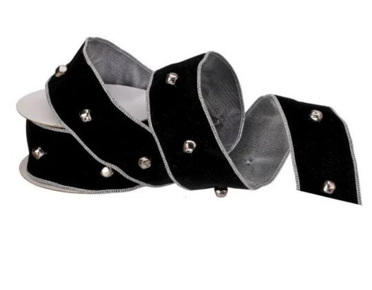 2.5" X 5Y Jingle Bell on Black Velvet Ribbon