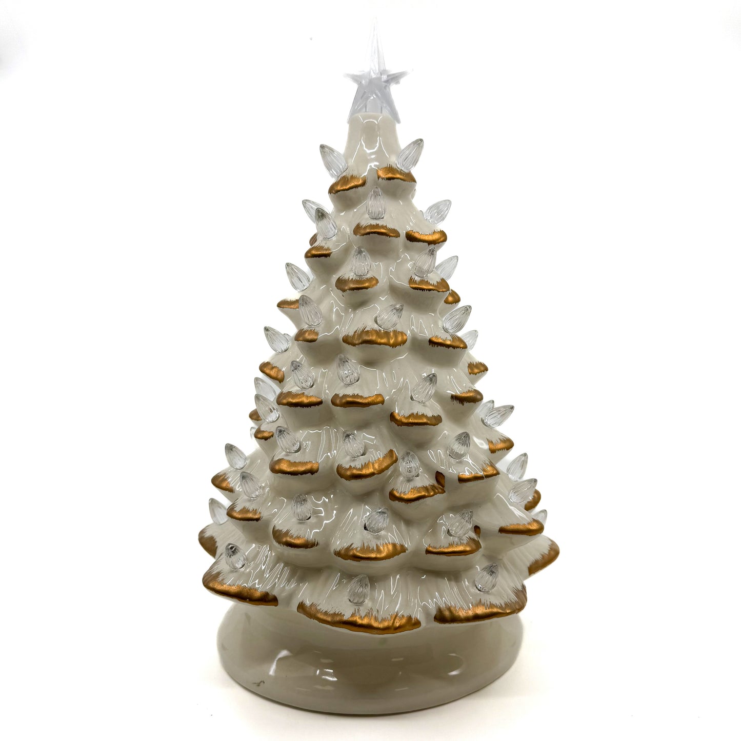 13.25" Lighted Tree Vintage W/ Timer White/Gold