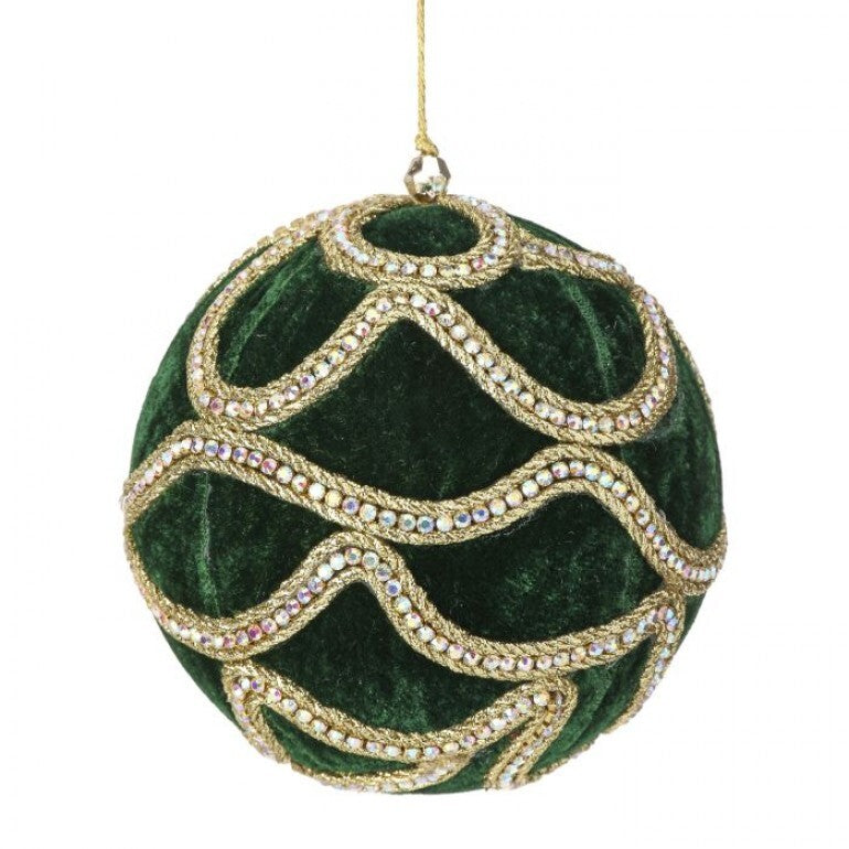 5" Velvet W/Jewel Ball Ornament
