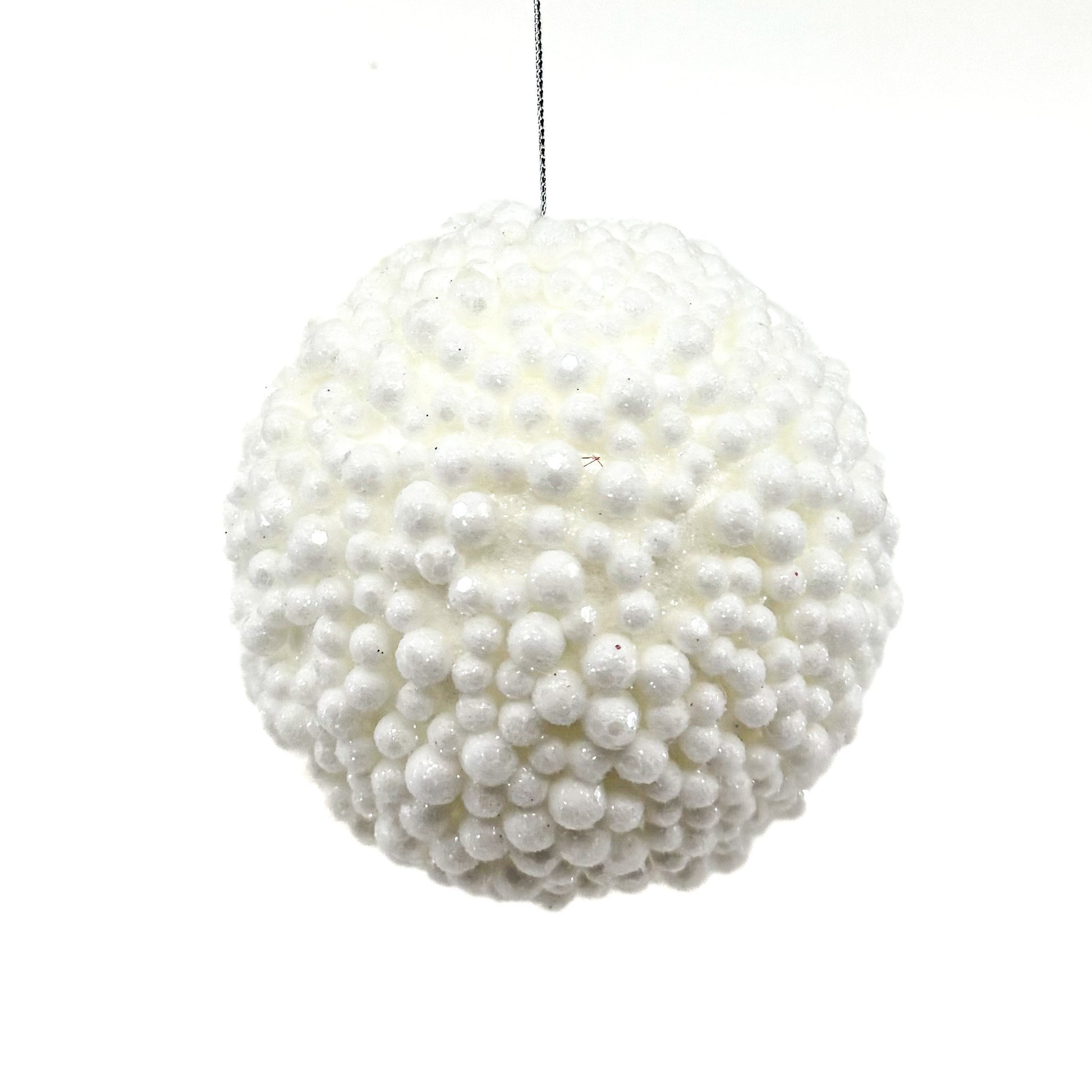 4" Glitter Berry Ball Ornament White