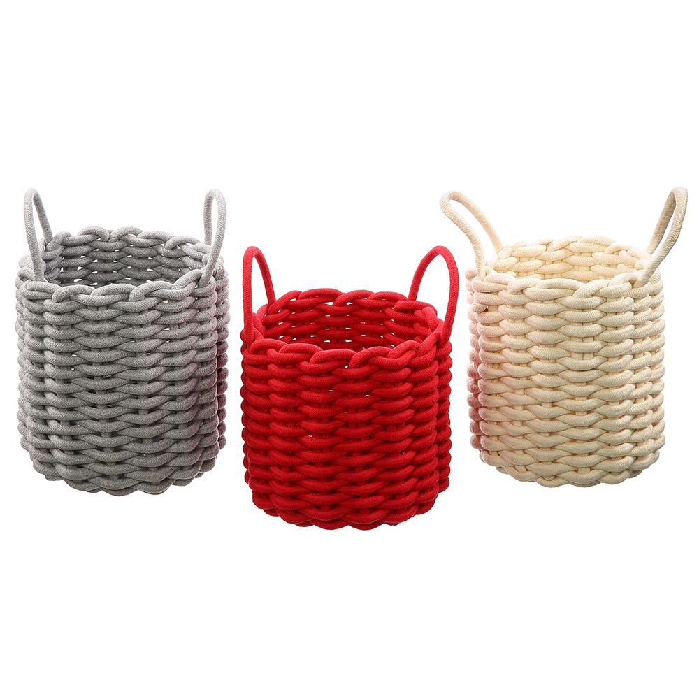 7-9" Rope Basket (Asst:Rd,Wh,Ga) (Single)