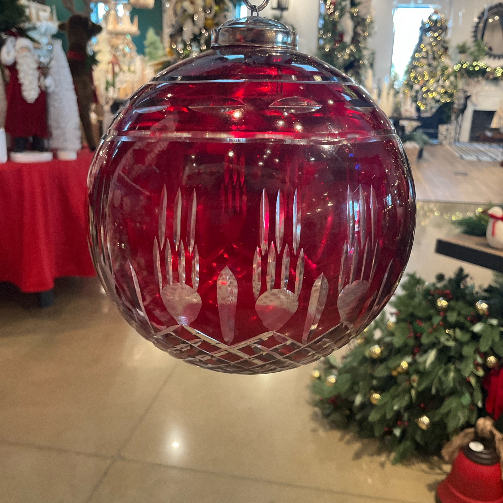 5" Red Etched Ball Ornament