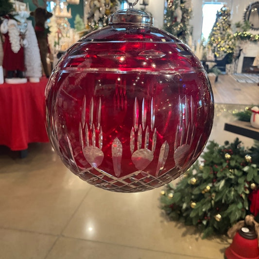 5" Red Etched Ball Ornament