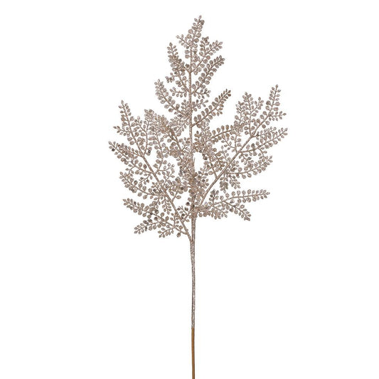 24" Glittered Fern Spray Champagne