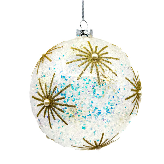 6" Clear Sequins Starburst Ball Ornament