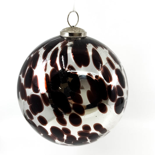 6" Clear Glass Animal Print Ball Ornament