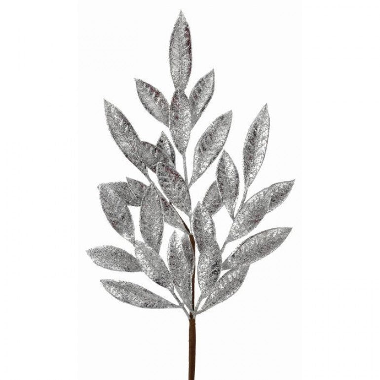 24" Spray Antique Bay Leaf Glittered