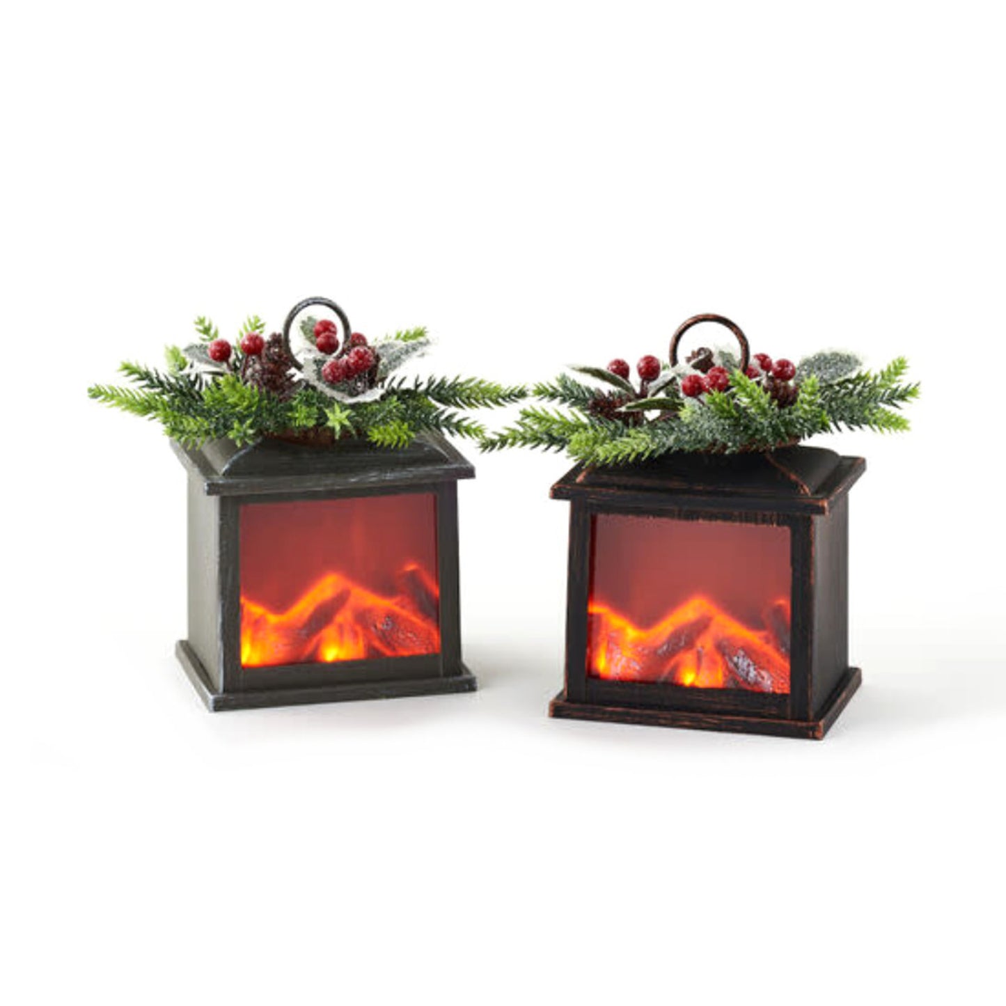 Fire Light Lantern Orn, 4.5" X 3.5" X 5.5 (2-Colors) Black/Gray