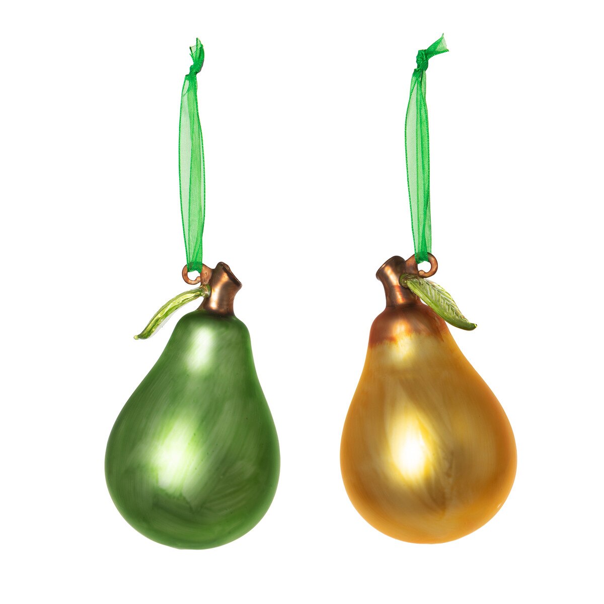 Pear with Leaf Glass Ball Ornament