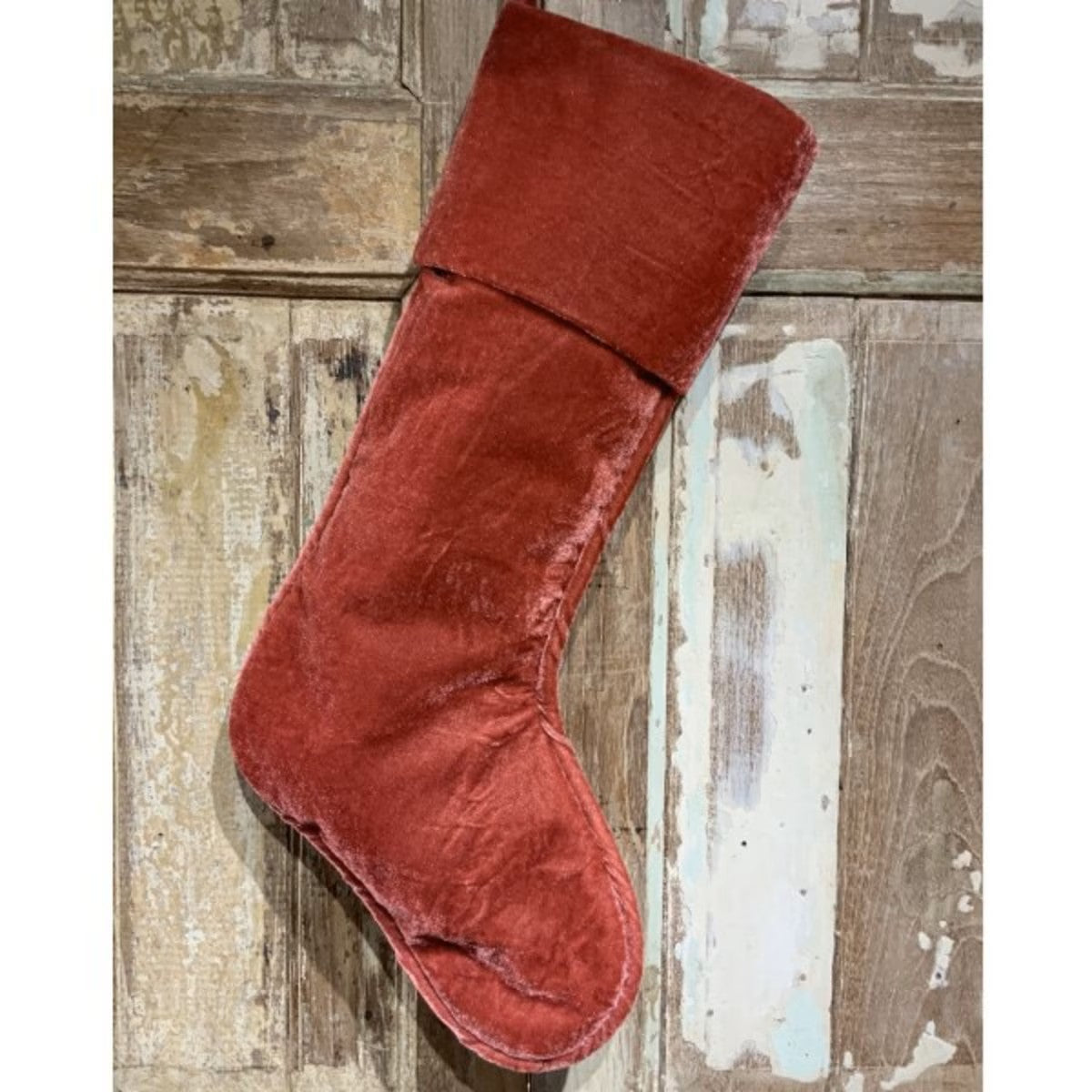 23" Velvet Christmas Stocking, Victorian Pink