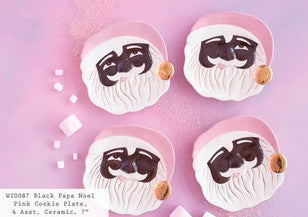 Black Papa Noel Cookie Plate, Ceramic, 7"