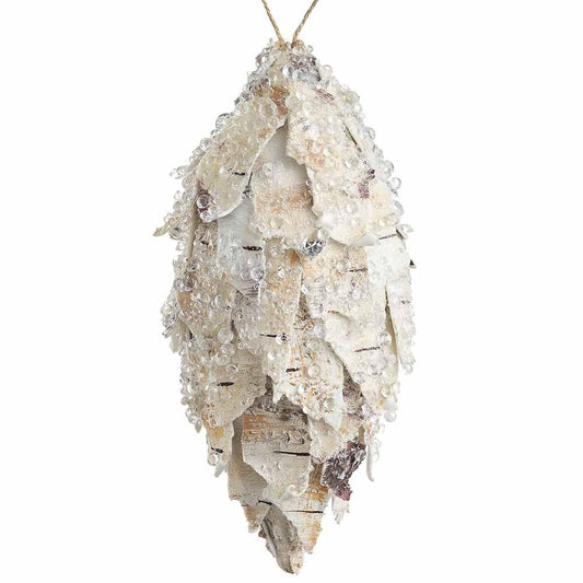 11" Beaded Birch Finial Ornament
