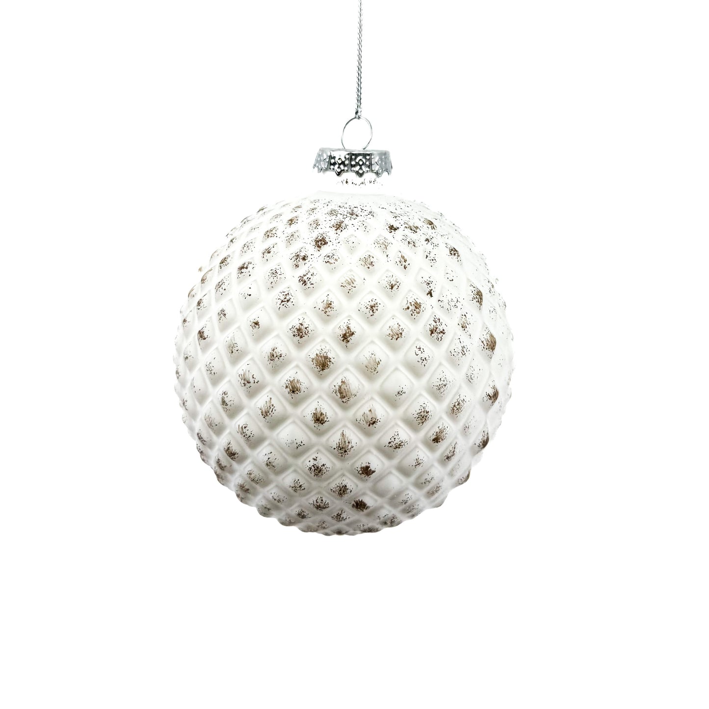 4" Antique Whitewash Ball Orn (ASST/ 2)