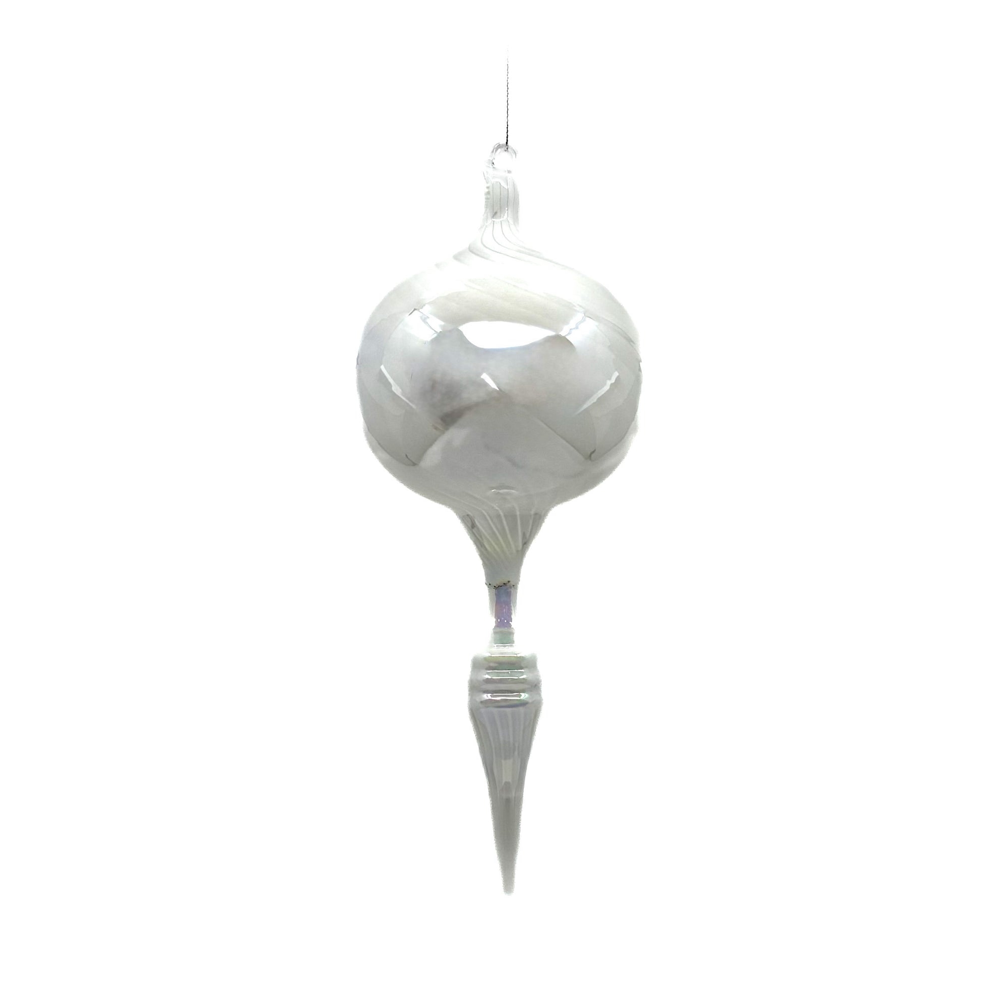 10.5" Pearl Glass Bulb Finial Ornament White