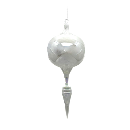 10.5" Pearl Glass Bulb Finial Ornament White