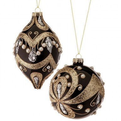 5-6" Glass Opulent Ball/Finial Ornament (ASST/ 2)
