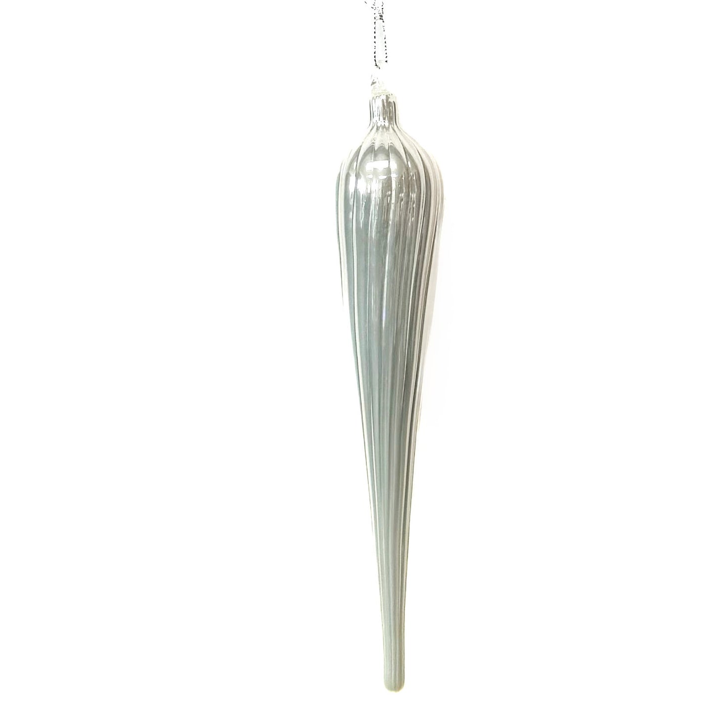 10" Glass Silver Pearl Icicle Ornament