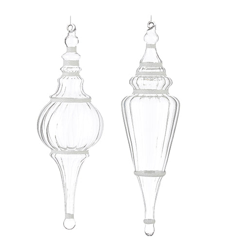 15.5" Clear Finial with Glitter Ornament (Sold individually)
