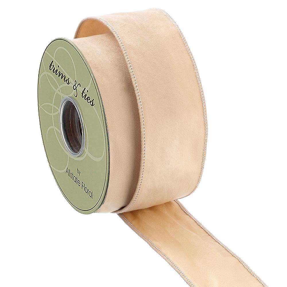 2.5" X 10Yyds Velvet Ribbon - Beige