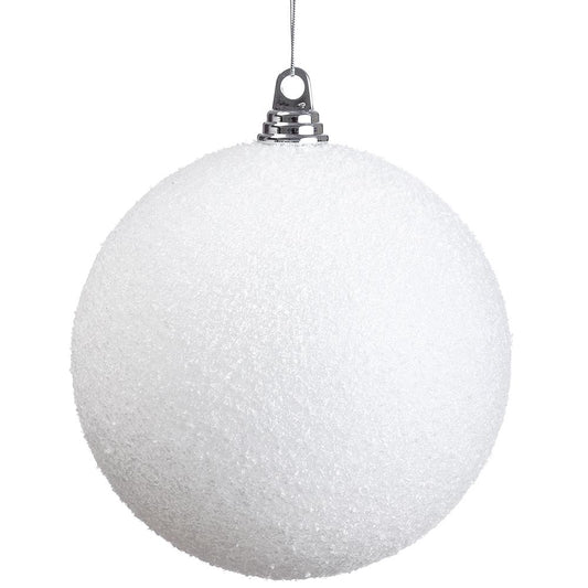 8" Snowed Plastic Ball Ornament