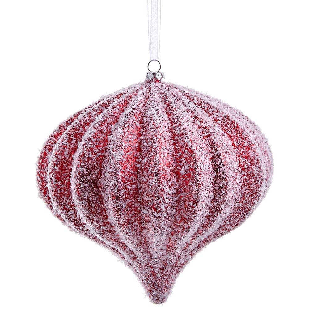 6" Flocked Plastic Onion Ornament Red