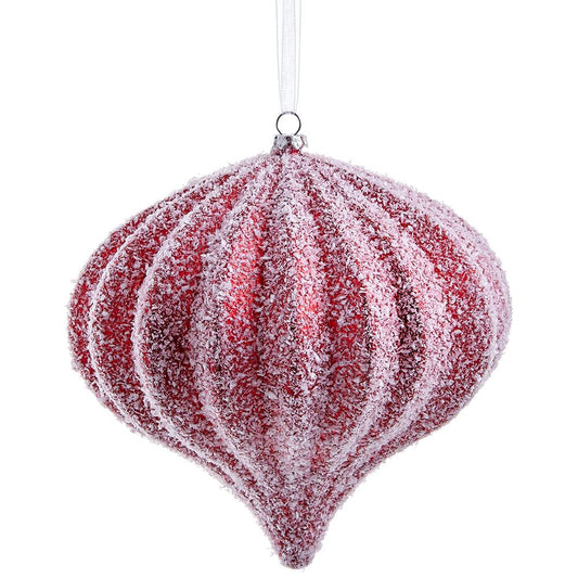 6" Flocked Plastic Onion Ornament Red
