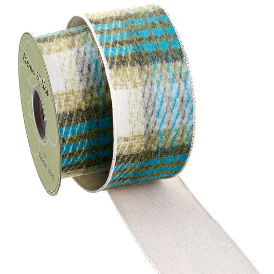 4" X 10Yd Plaid Ribbon Bl/GR