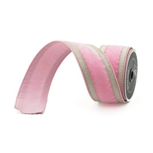 2.5" X 10yds Pleated Borders, Baby Pink/ Platinum