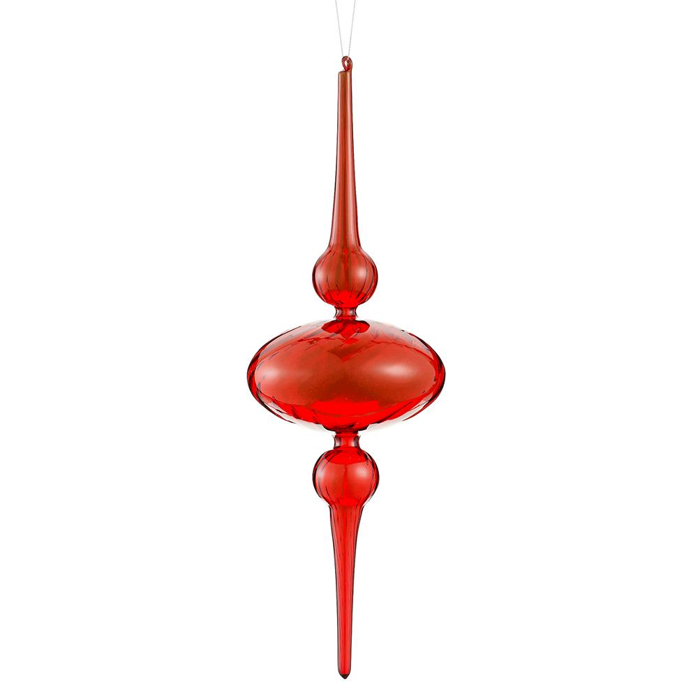 15" Glass Finial Ornament Red
