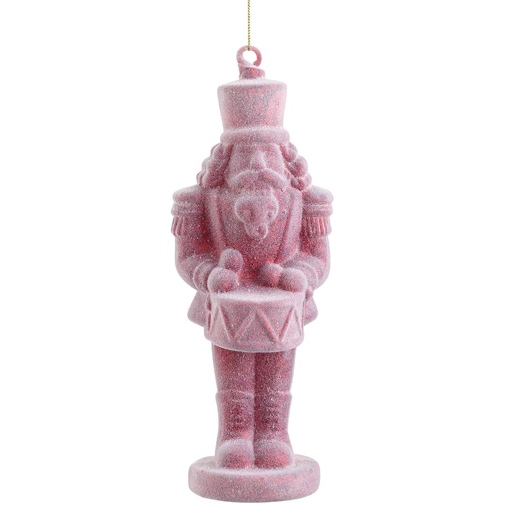10" Flocked Nutcracker Ornament Red
