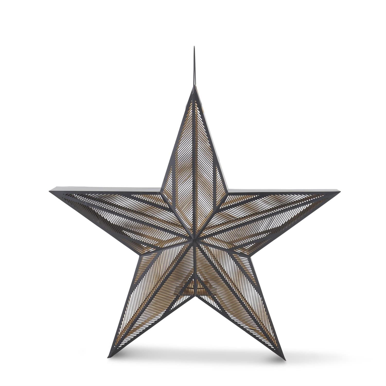 34 Inch Black Metal Star Lantern w/Gold Interior