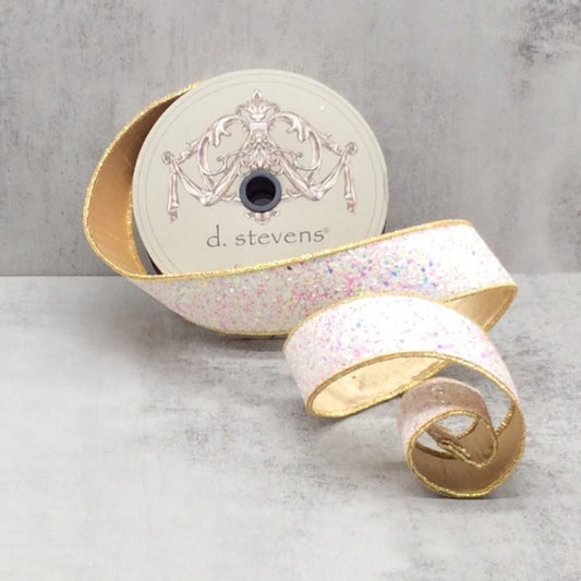 1.5" x 10yds Sugar Plum Glitter Ribbon – Icy Iridescent