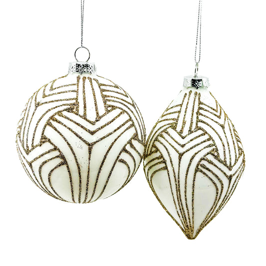 4-4.5"H WH GO Art Deco Ornament (ASST/ 2)