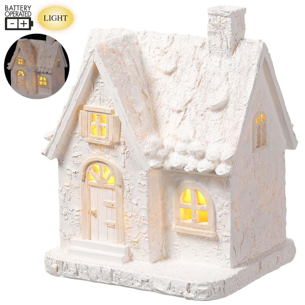 10.5" Glittered House With Light White