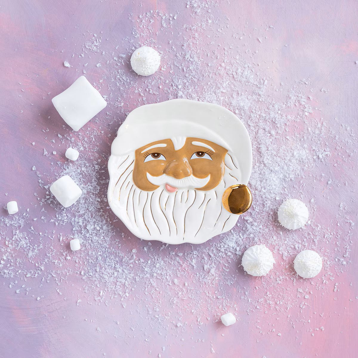 Brown Papa Noel Cookie Plate, Ceramic, 7"