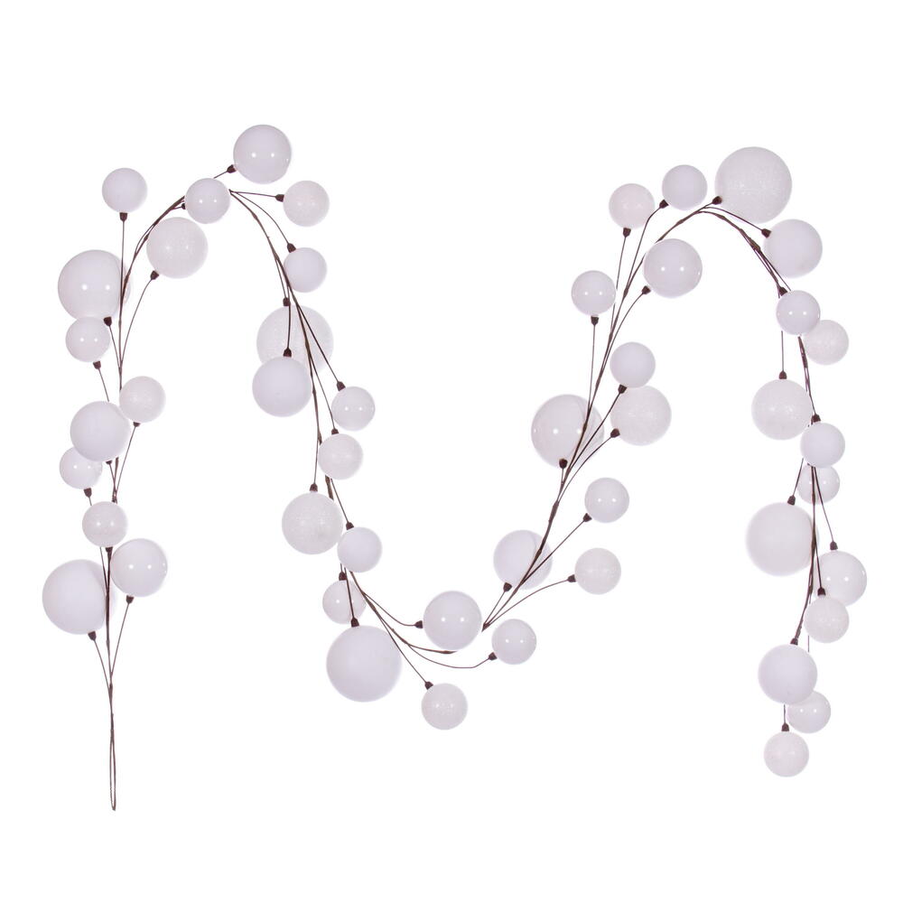 10' White Branch Ball Ornament Garland